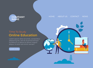 Online web internet education banner poster concept. Vector flat graphic design illustration