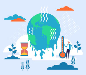 Global warming environmental concept. Vector flat graphic design illustration