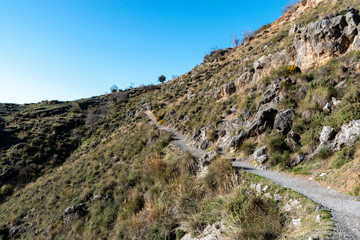 A footpath going through the Sierra Nevadas in Andalucia, Spain near Granada.