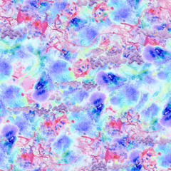 Fototapeta na wymiar Abstract seamless pattern with watercolor spots and blots in pink and lilac colors.