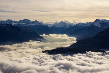 mountains and clouds