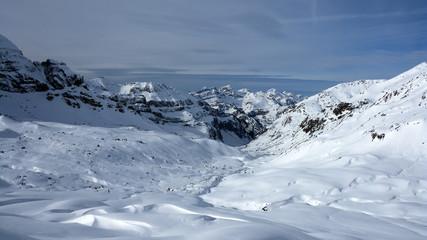 ski area in the mountain in winter time 