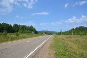 Fototapeta na wymiar Perm Territory, the road to the Belogorsky Monastery