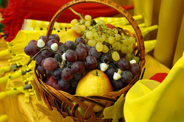 Fresh fruits in a basket. Autumn harvest