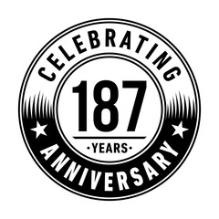 187 years anniversary celebration logo template. Vector and illustration.