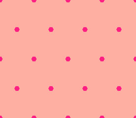 Cute pink vector minimal geometric seamless pattern with small hexagons, dots