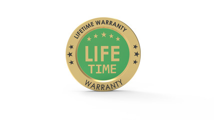 3D LIFETIME WARRANTY SIGN. STOCK IMAGE.