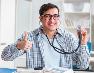 Medical student sitting at the lecture in university