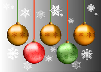 christmas background with balls and snowflakes