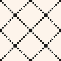 Vector geometric ornament pattern with squares, jagged shapes, arrows, grid