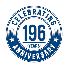 196 years anniversary celebration logo template. Vector and illustration.