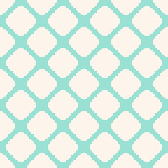 Vector abstract geometric pattern with square grid. Turquoise and white color