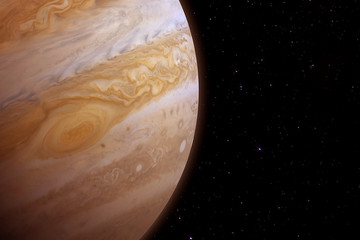 Planet Jupiter with a big spot. Elements of this image were furnished by NASA.