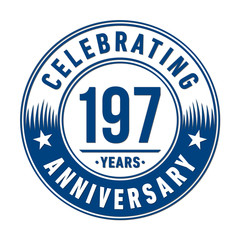 197 years anniversary celebration logo template. Vector and illustration.