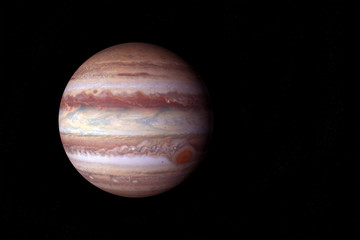 Planet Jupiter on a dark background. Elements of this image were furnished by NASA.