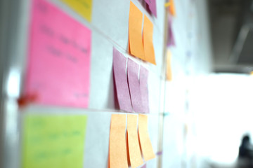 Kanban Board with different colored sticky note papers