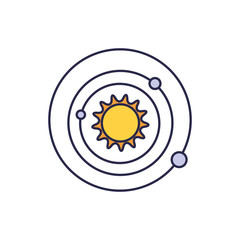 universe sun with orbits fill style icon