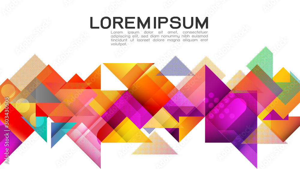 Wall mural abstract colorful gradient mixed geometric stripes template and modern overlapping on middle positio