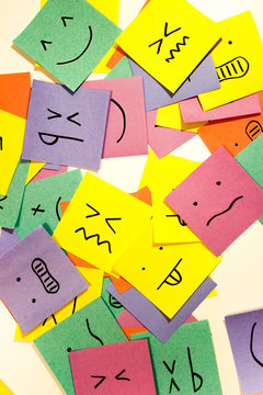 Naklejki set of funny colored stickers with different emotions