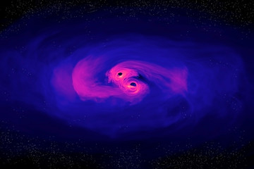 Two black holes. Elements of this image were furnished by NASA.
