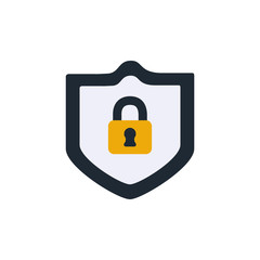 security shield with padlock flat style icon