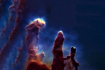 Deep space, a beautiful nebula in the form of pillars. Elements of this image were furnished by...