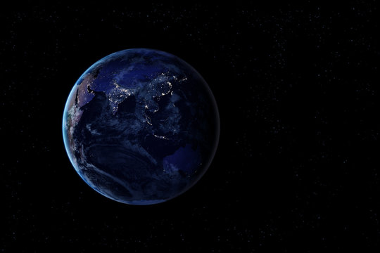 Earth from space at night. Elements of this image were furnished by NASA.
