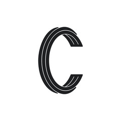 letter c stripes 3d simple logo vector