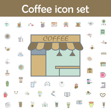 Stall of coffee colored icon. Coffee icons universal set for web and mobile