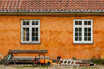 Orange House with Two Windows in Copenhagen