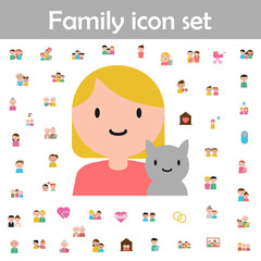 Girl, cat cartoon icon. Family icons universal set for web and mobile