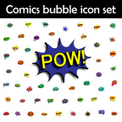 Comic speech bubble with expression text pow icon. Comic icons universal set for web and mobile