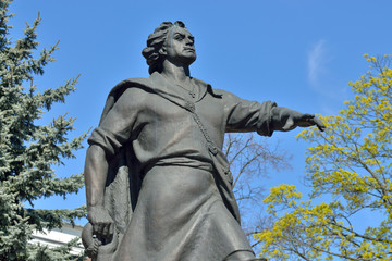 Fototapeta na wymiar Kaliningrad, Russia - April 20, 2019: Monument to Peter the Great, Emperor Of Russia