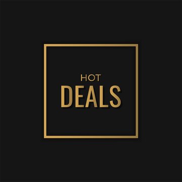 Hot Deals Banner. Advertising Black Gold Banner Design