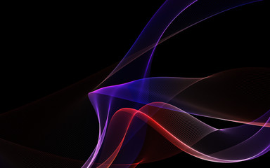 Dark abstract background with a glowing abstract waves