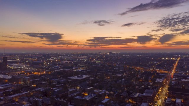 Aerial Time Lapse of Pilsen at Sunset - Chicago