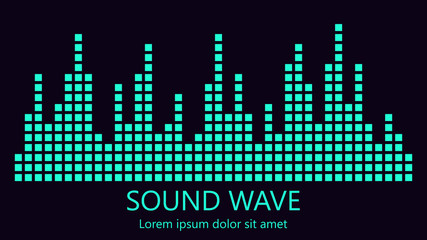 Sound wave. Audio equalizer. Musical concept. Vector illustration.