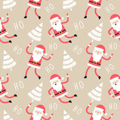 Obraz na płótnie Canvas Cartoon Santa Claus seamless pattern. New Year and Christmas print for wrapping, fabric, wallpaper.