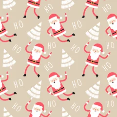 Behang Cartoon Santa Claus naadloze patroon. Nieuwjaars- en kerstprint voor verpakking, stof, behang. © inna_tan