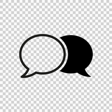 Speech bubble in abstract style on transparent background. Simple speech bubble symbol isolated vector illustration. Talk bubble speech icon.