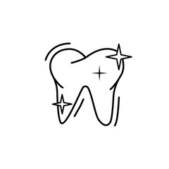 Cleaned tooth shining icon. Simple line, outline vector of dentistry icons for ui and ux, website or mobile application