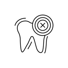 Tooth pain target icon. Simple line, outline vector of dentistry icons for ui and ux, website or mobile application