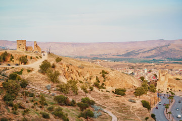 View of Fez City from the viewpoint. Fes el Bali Medina, Morocco, Africa