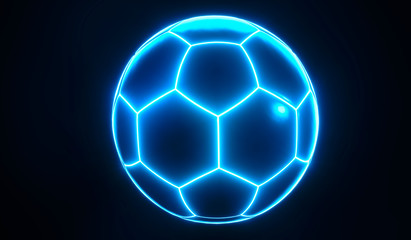 Artistic glowing blue championship soccer ball