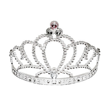 Festive decoration for girls - shiny silver crown isolated on a white background