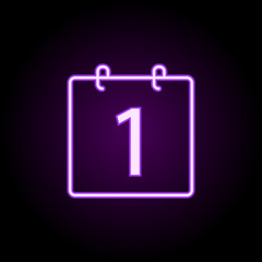 Date calendar neon icon. Simple thin line, outline vector of school icons for ui and ux, website or mobile application