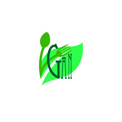 Concept green vegan diet logo with leaf icon