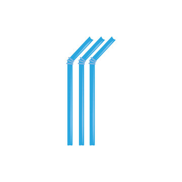 straws plastic flat icon blue