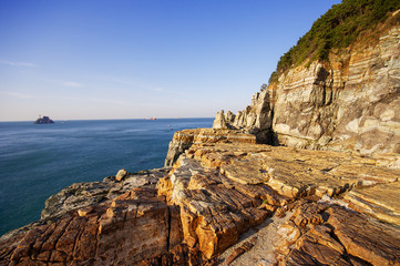 Fototapeta na wymiar rock of the cliff on Taejongdae, Busan, Korea