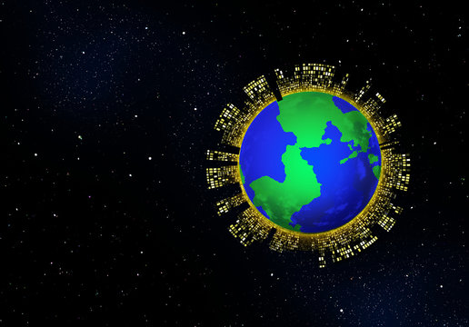 blue planet in space illustration, include clipping path